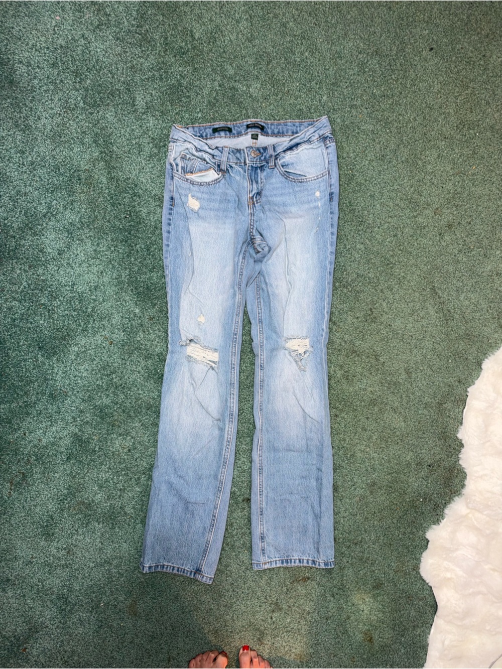 wild fable Light Blue Distressed Straight leg Jeans